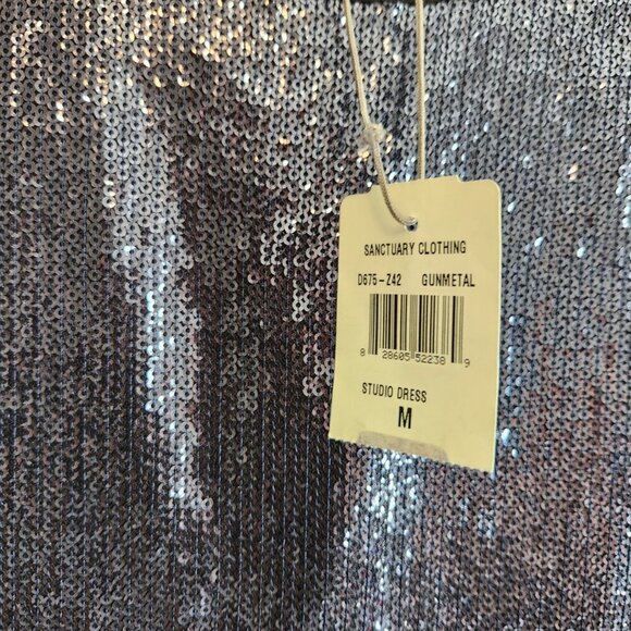 Sanctuary Sequin Studio Dress Gunmetal Size Medium - Picture 11 of 11